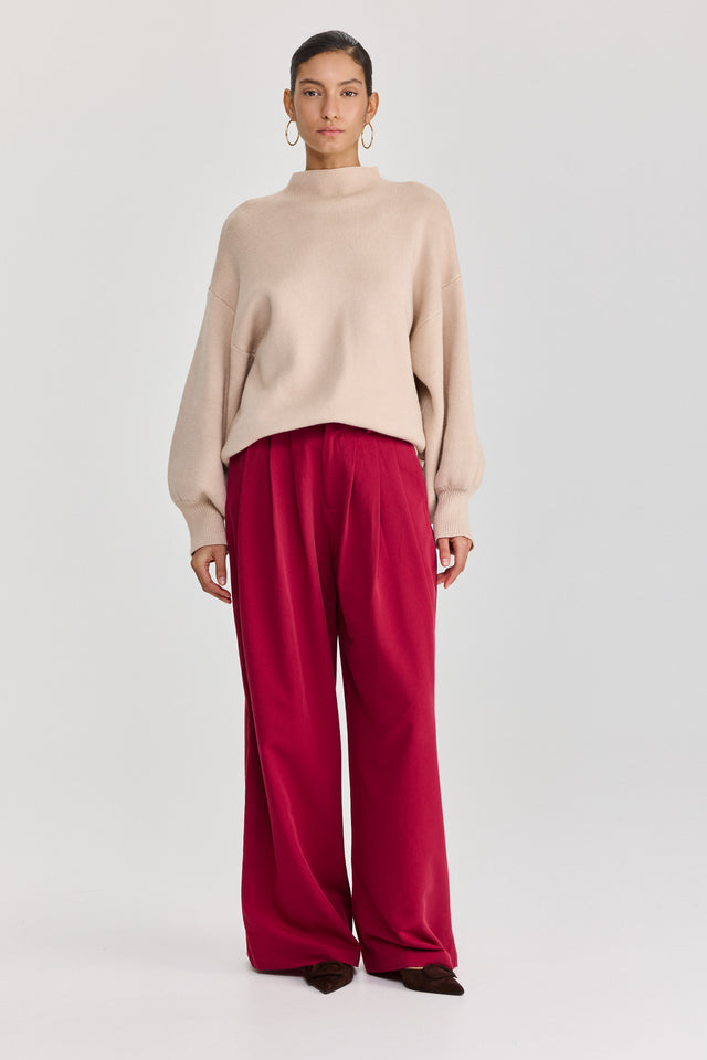 מכנסיים מחוייטים קשיו בורגנדי