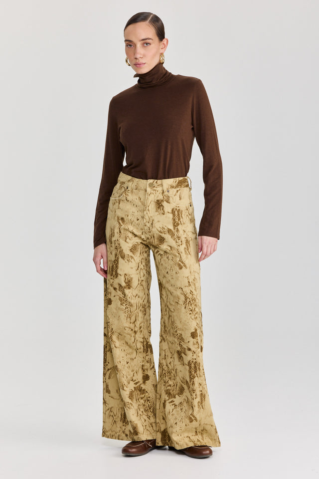 מכנסי ג'ינס מתרחבים נחש חאקי