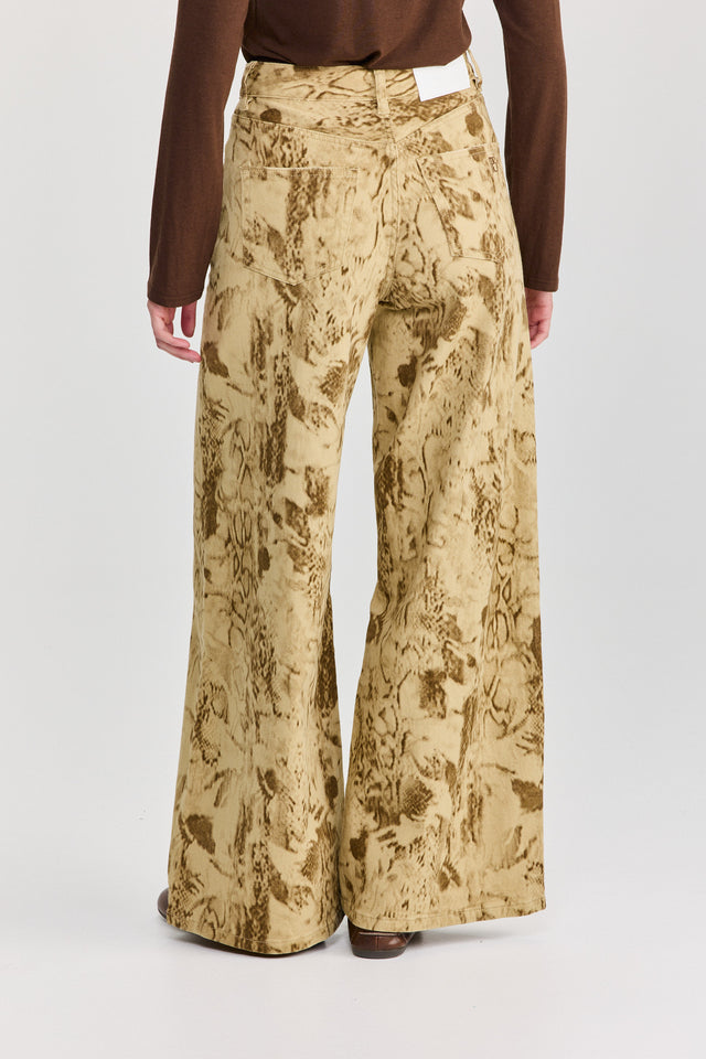 מכנסי ג'ינס מתרחבים נחש חאקי