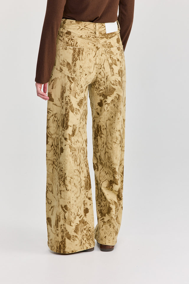 מכנסי ג'ינס מתרחבים נחש חאקי