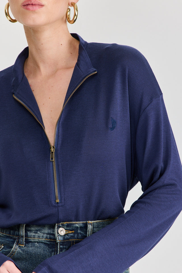 חולצת וונט זיפר שרוול ארוך נייבי