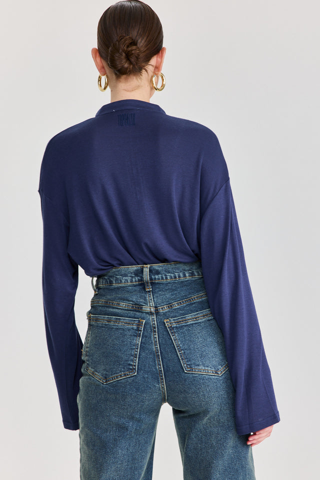 חולצת וונט זיפר שרוול ארוך נייבי