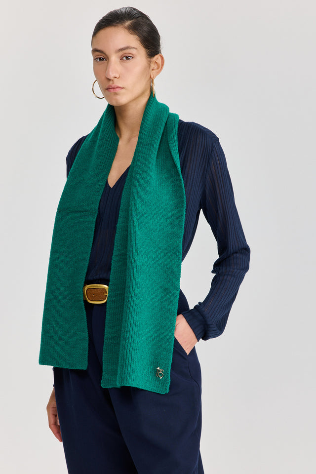 צעיף סריג ריב ירוק בקבוק