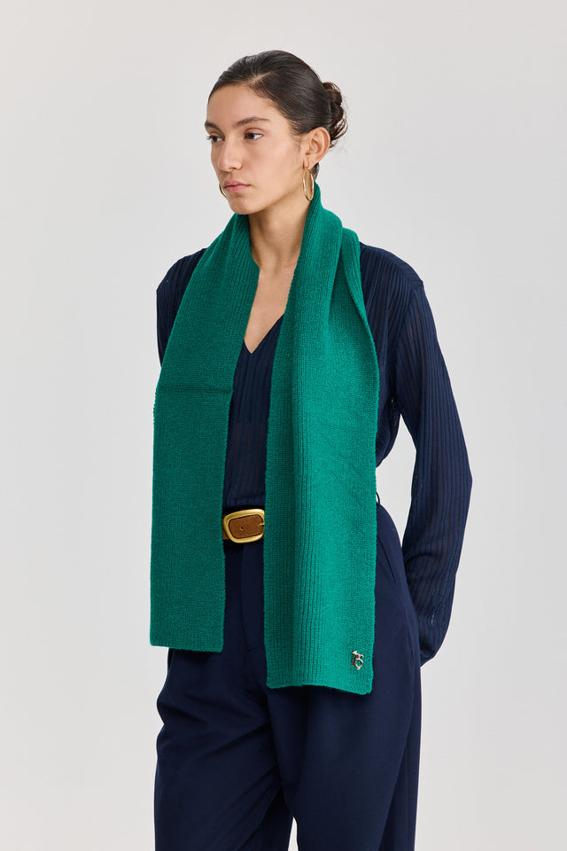 צעיף סריג ריב ירוק בקבוק