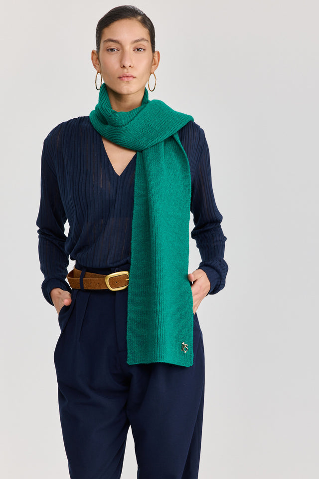 צעיף סריג ריב ירוק בקבוק