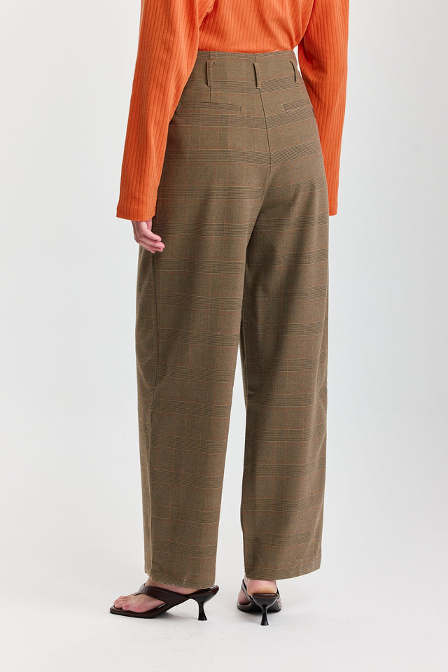 מכנסיים מחוייטים טירמיסו משובץ חומים