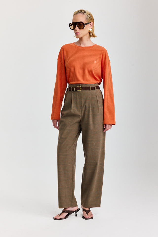 מכנסיים מחוייטים טירמיסו משובץ חומים