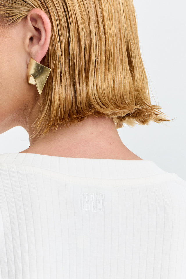 חולצת ספייסי ריב ארוכה לבנה