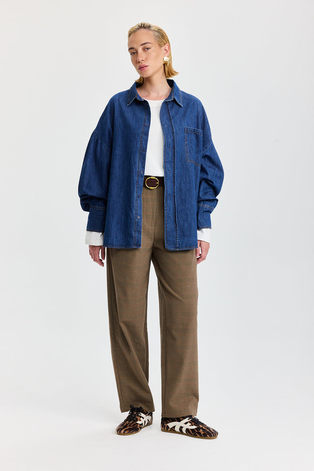 מכנסיים מחוייטים טירמיסו משובץ חומים