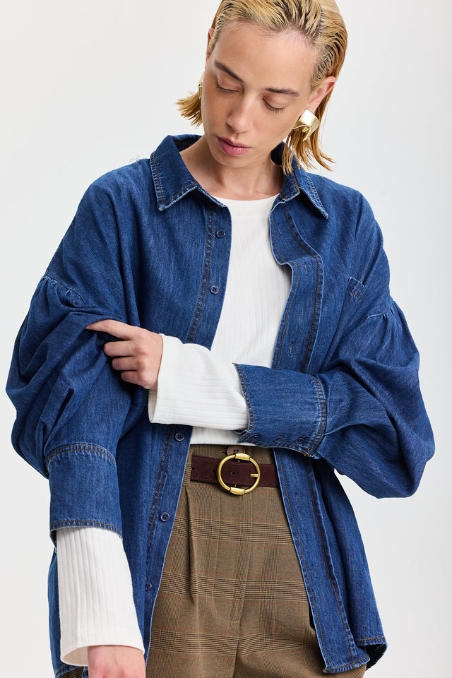 חולצת ספייסי ריב ארוכה לבנה