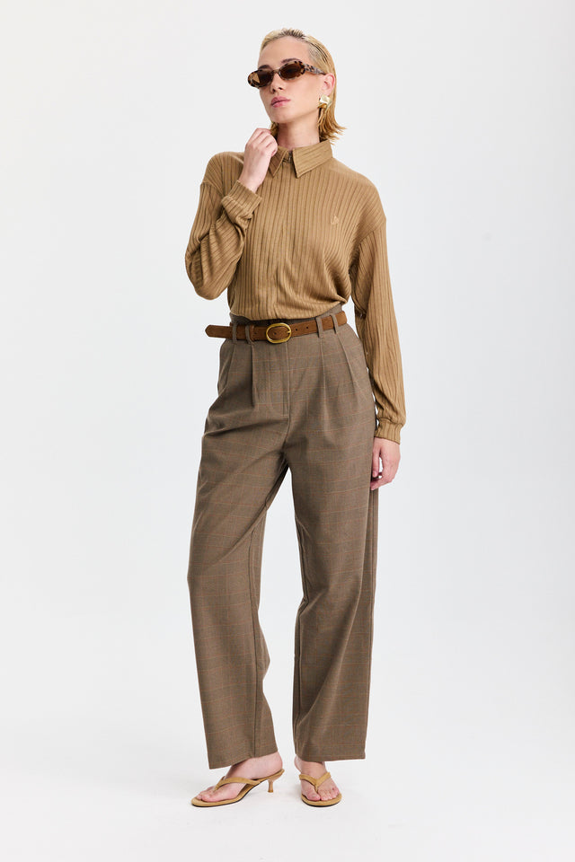 חולצת זיפר וונט שרוולים ארוכים מוקה