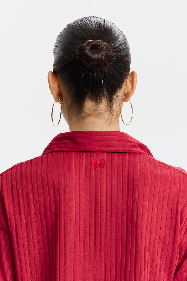 חולצת זיפר וונט שרוולים ארוכים אדום דובדבן