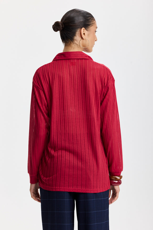 חולצת זיפר וונט שרוולים ארוכים אדום דובדבן