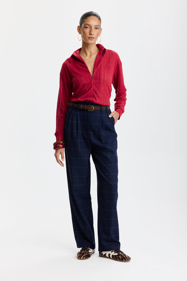 חולצת זיפר וונט שרוולים ארוכים אדום דובדבן