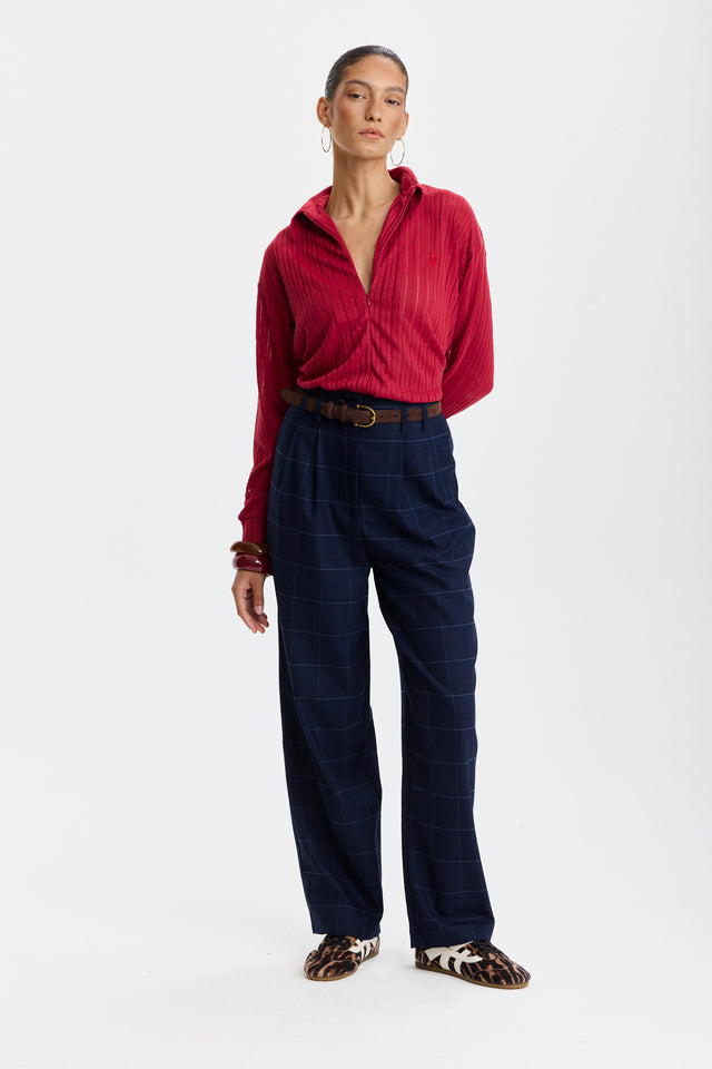 חולצת זיפר וונט שרוולים ארוכים אדום דובדבן