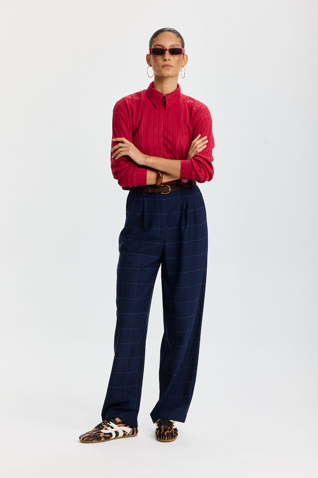 מכנסיים מחוייטים טירמיסו משובץ נייבי