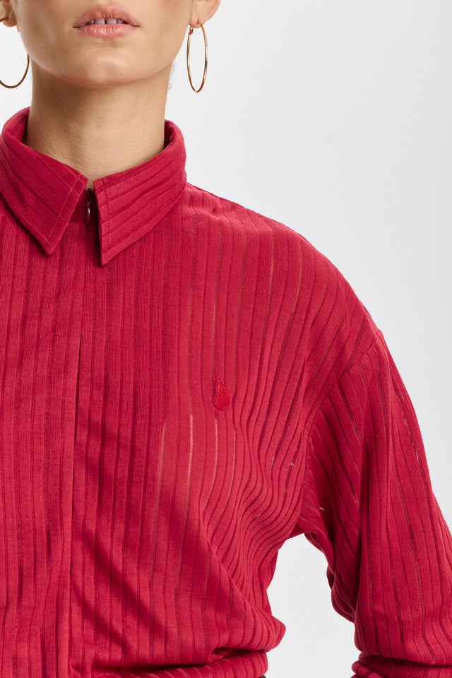 חולצת זיפר וונט שרוולים ארוכים אדום דובדבן