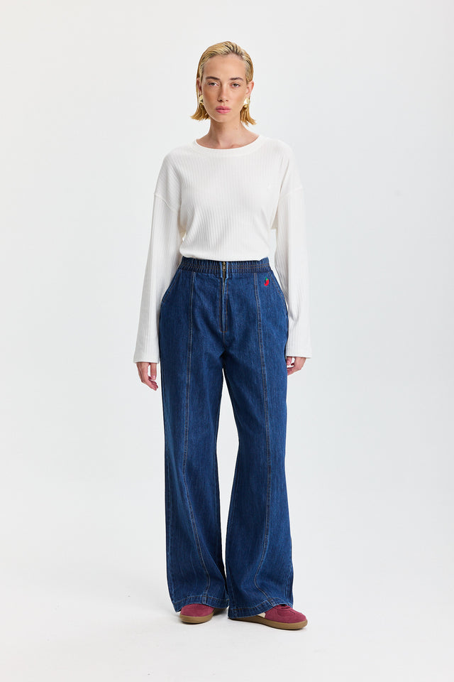 חולצת ספייסי ריב ארוכה לבנה