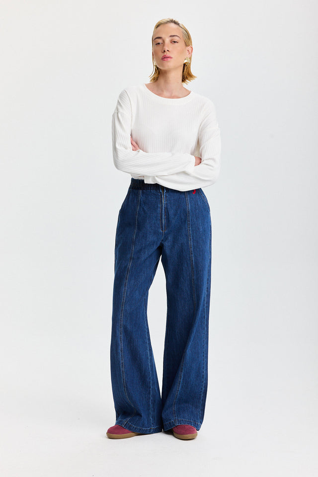 חולצת ספייסי ריב ארוכה לבנה