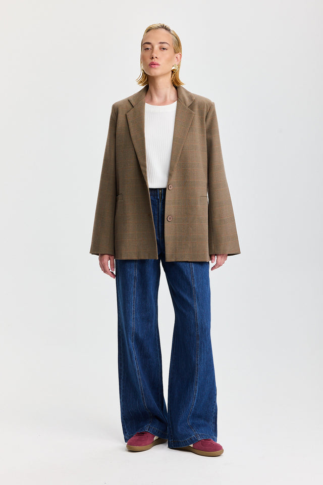 מכנסי ג'ינס בייגל ספייסי גומי זיפר כחול כהה