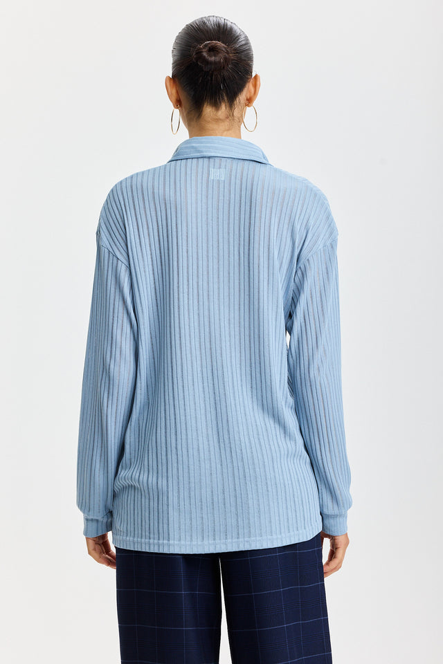 חולצת זיפר וונט שרוולים ארוכים כחולה