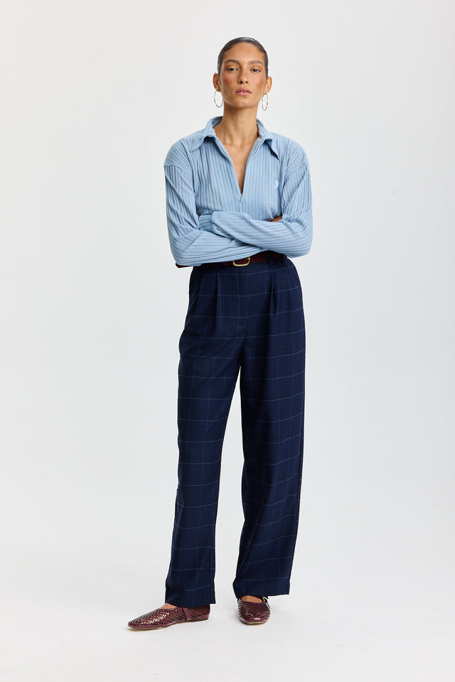 מכנסיים מחוייטים טירמיסו משובץ נייבי