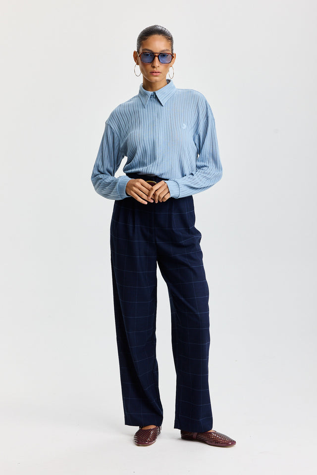 חולצת זיפר וונט שרוולים ארוכים כחולה