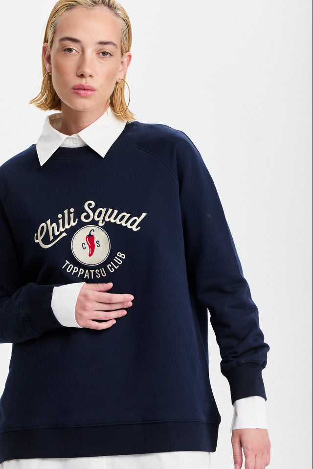 סווטשירט ספייסי סקווד שרוול ארוך רגלן נייבי