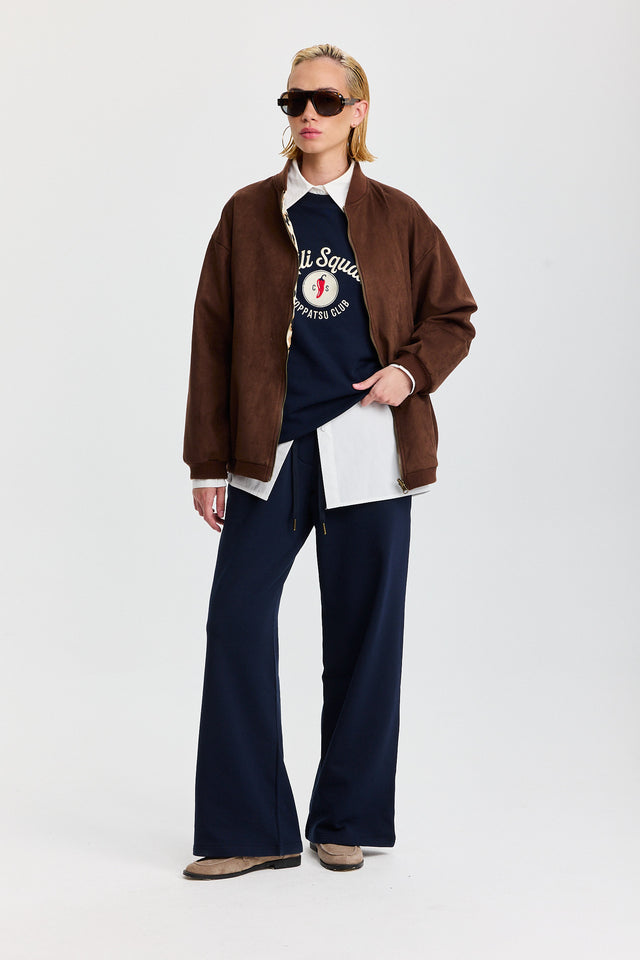 מכנסיים ארוכים סווטשירט פופקורן נייבי