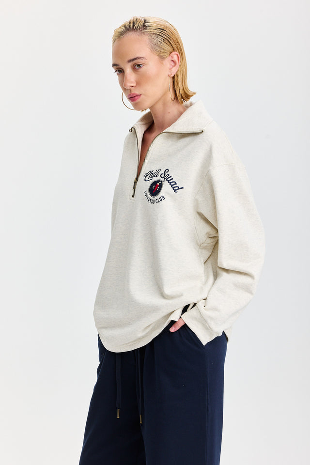 סווטשירט זיפר ספייסי צ'ילי סקווד שמנת מלאנז'