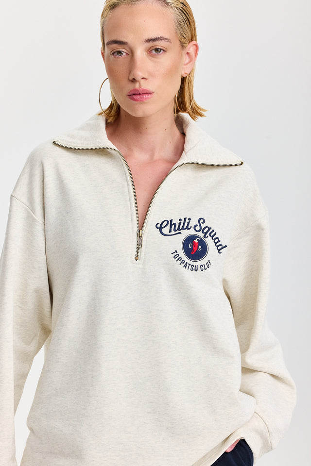 סווטשירט זיפר ספייסי צ'ילי סקווד שמנת מלאנז'
