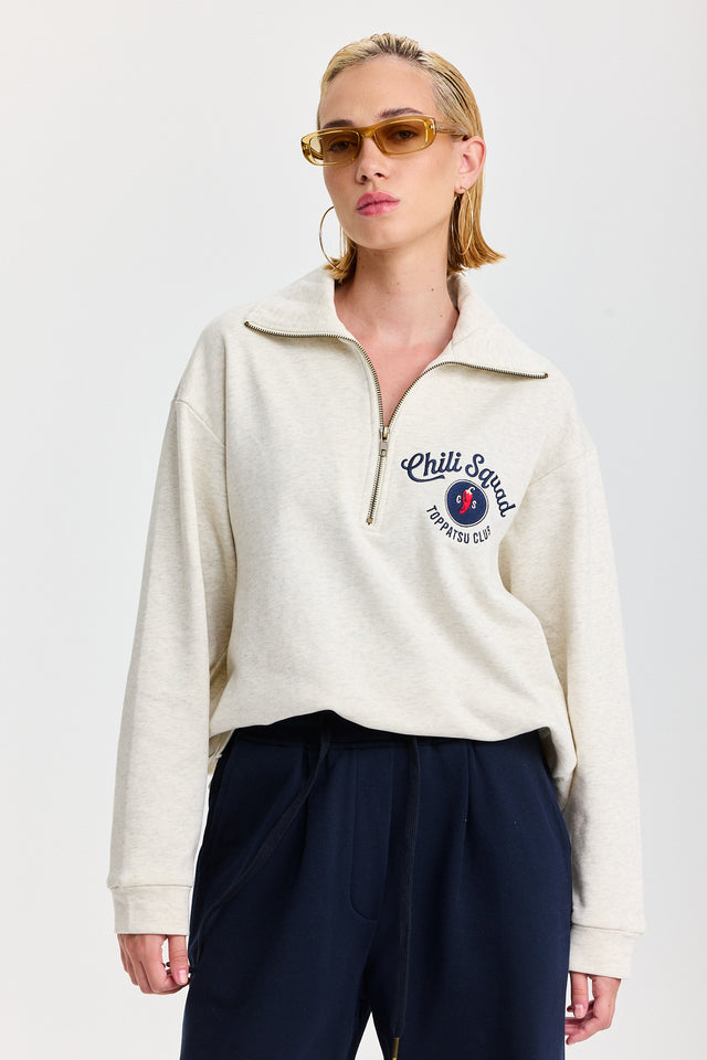 סווטשירט זיפר ספייסי צ'ילי סקווד שמנת מלאנז'