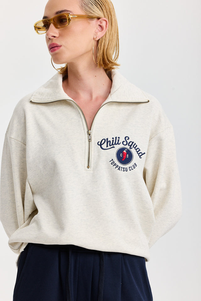 סווטשירט זיפר ספייסי צ'ילי סקווד שמנת מלאנז'