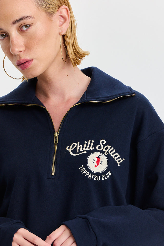 סווטשירט זיפר ספייסי צ'ילי סקווד נייבי