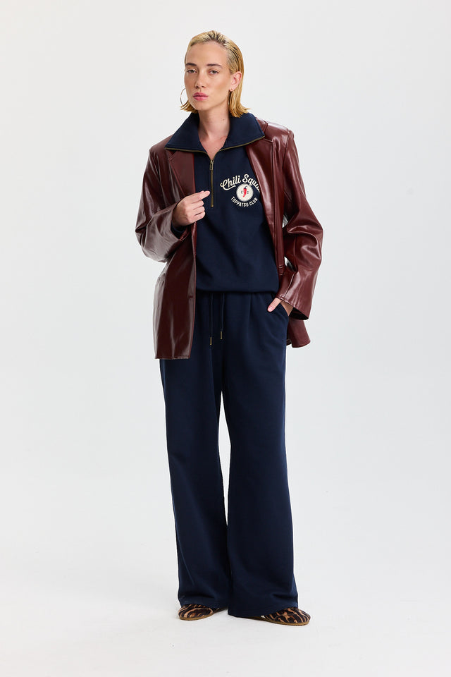 מכנסיים ארוכים סווטשירט פופקורן נייבי