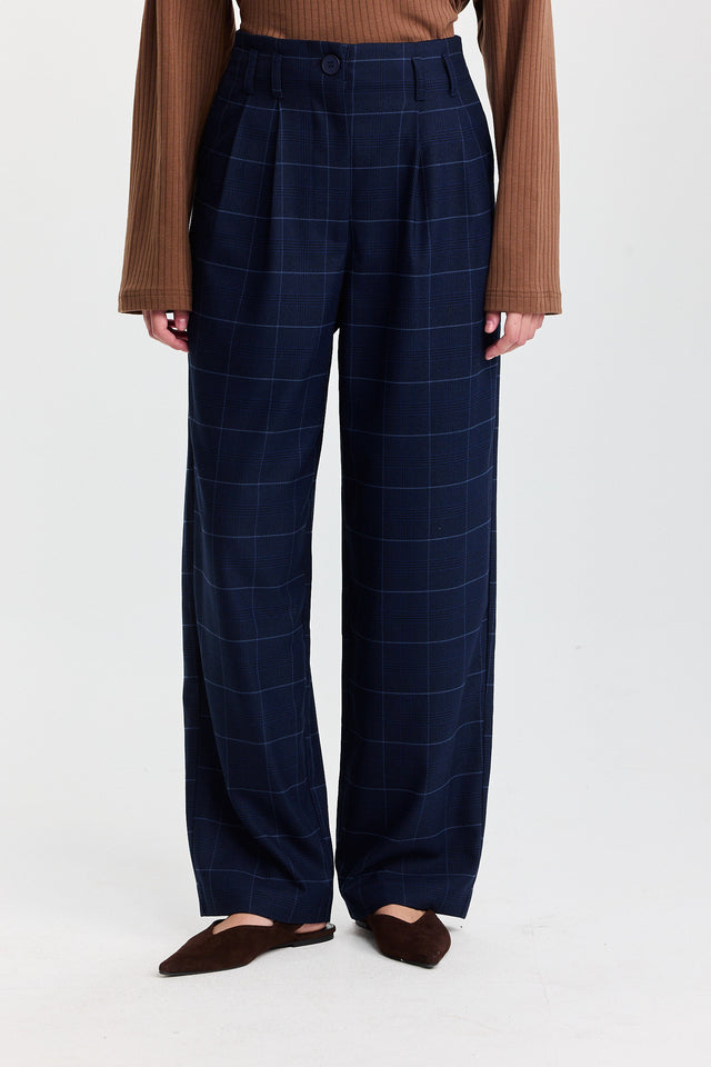 מכנסיים מחוייטים טירמיסו משובץ נייבי