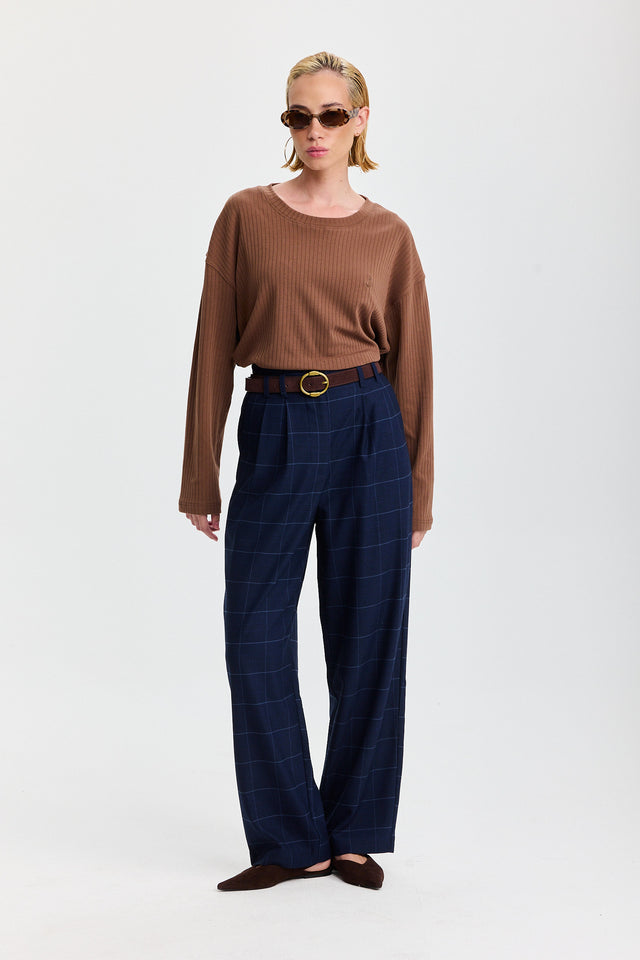 מכנסיים מחוייטים טירמיסו משובץ נייבי