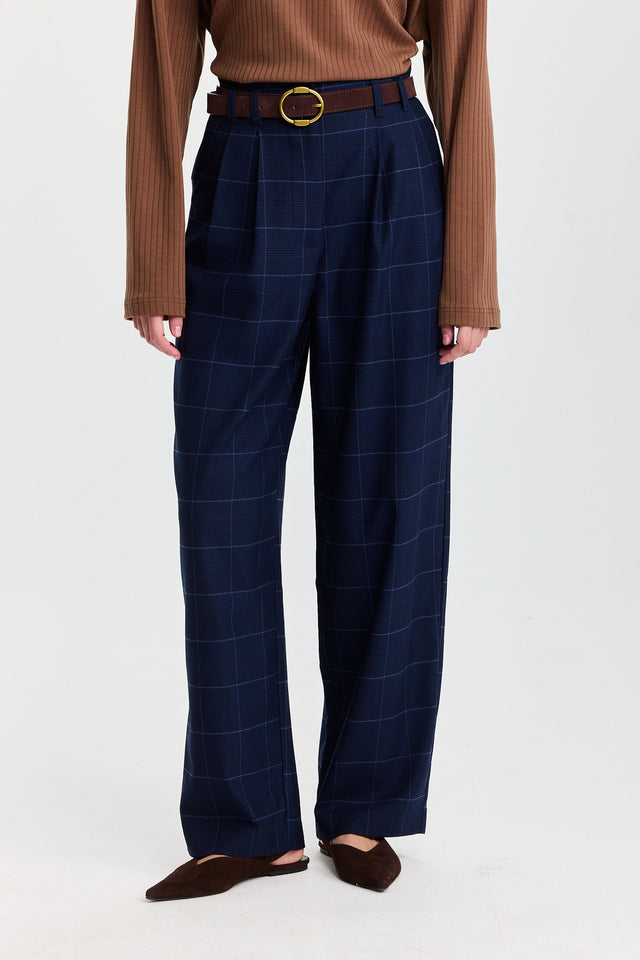 מכנסיים מחוייטים טירמיסו משובץ נייבי