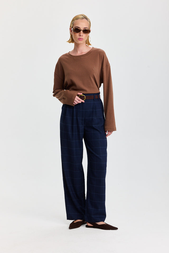 מכנסיים מחוייטים טירמיסו משובץ נייבי