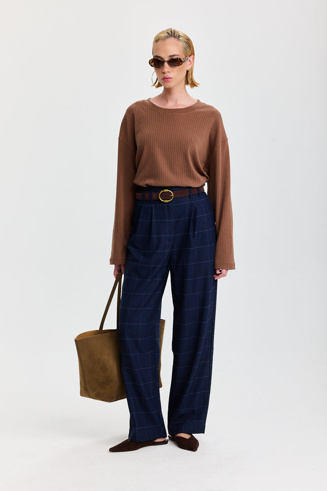 מכנסיים מחוייטים טירמיסו משובץ נייבי