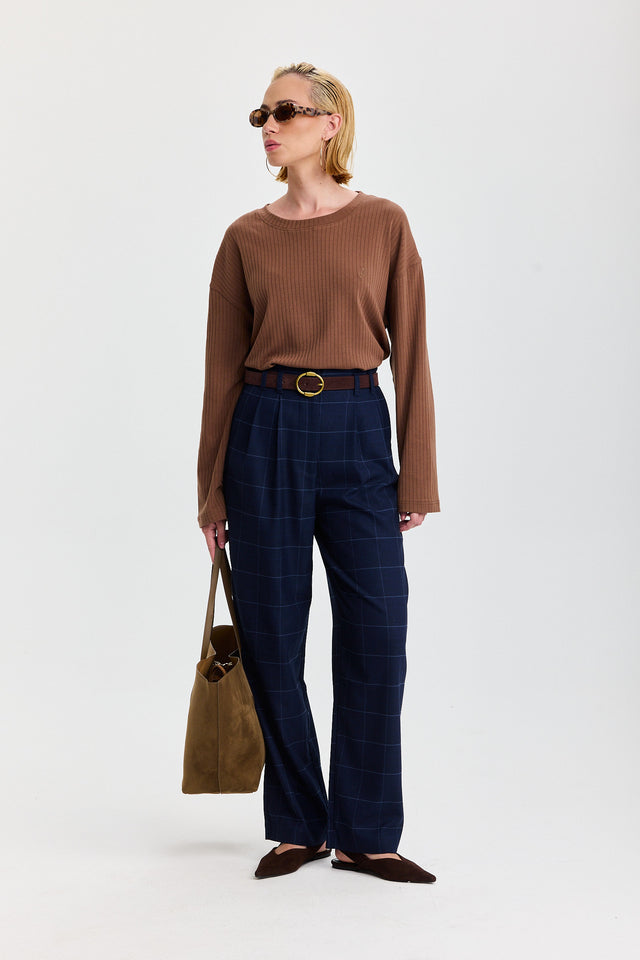 מכנסיים מחוייטים טירמיסו משובץ נייבי