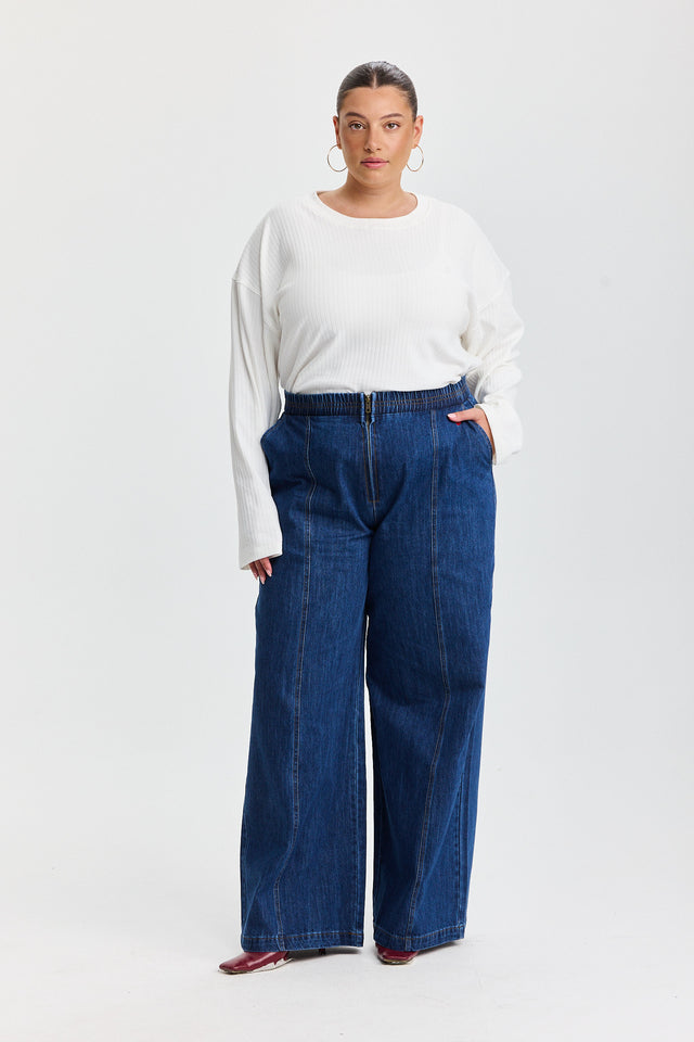 חולצת ספייסי ריב ארוכה לבנה