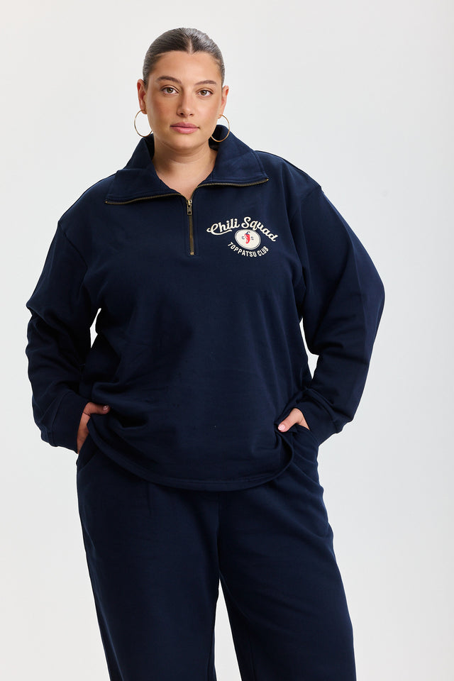 סווטשירט זיפר ספייסי צ'ילי סקווד נייבי