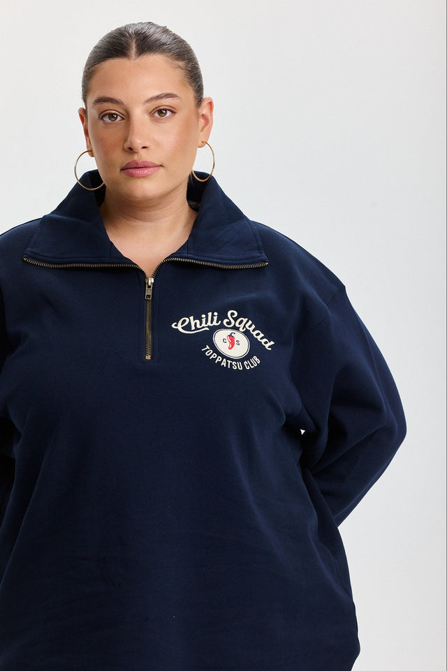 סווטשירט זיפר ספייסי צ'ילי סקווד נייבי