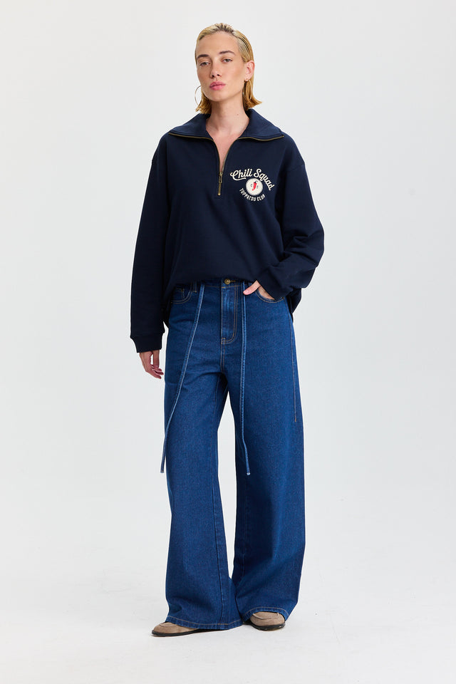 סווטשירט זיפר ספייסי צ'ילי סקווד נייבי