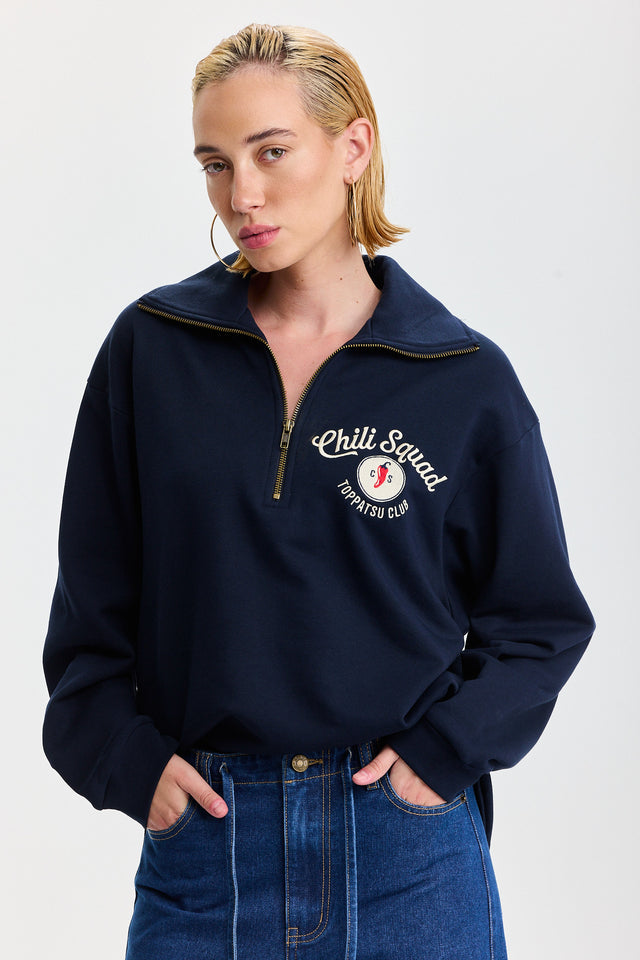 סווטשירט זיפר ספייסי צ'ילי סקווד נייבי