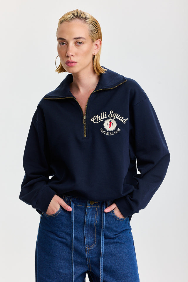 סווטשירט זיפר ספייסי צ'ילי סקווד נייבי