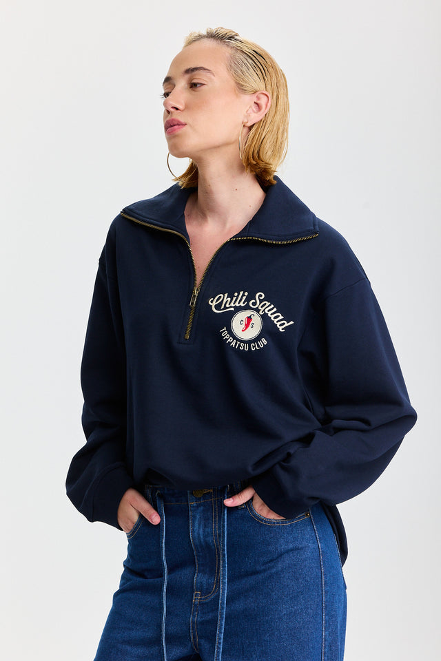 סווטשירט זיפר ספייסי צ'ילי סקווד נייבי