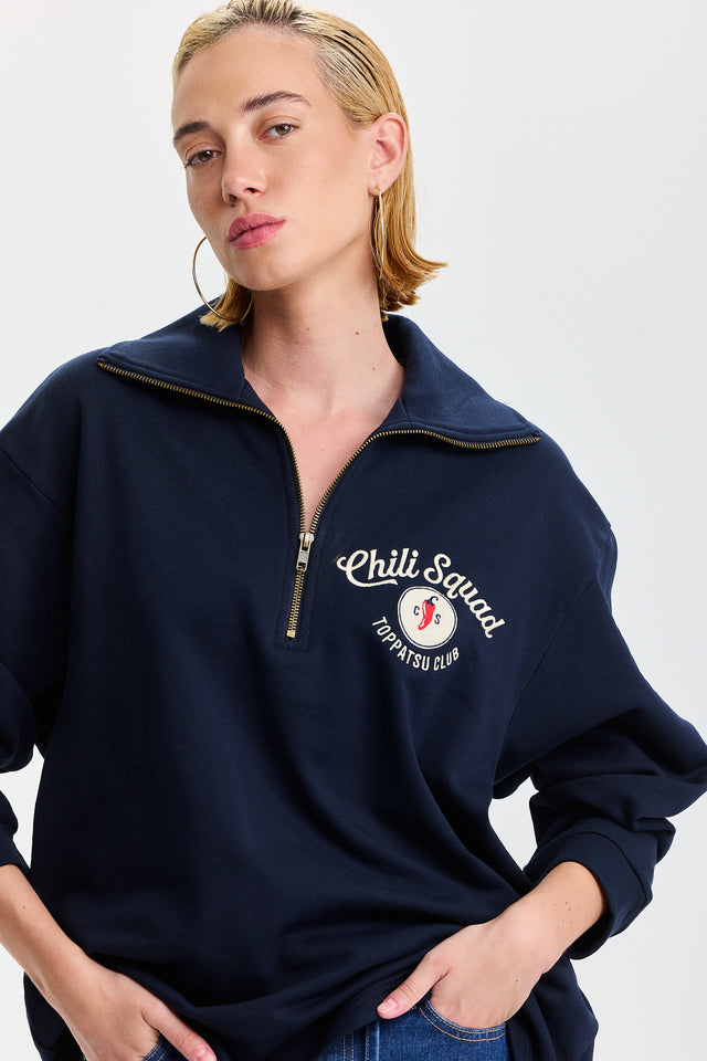 סווטשירט זיפר ספייסי צ'ילי סקווד נייבי