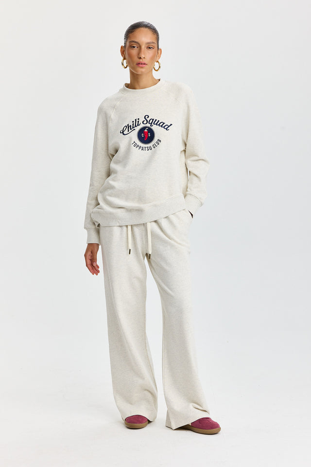 סווטשירט ספייסי סקווד שרוול ארוך רגלן שמנת מלאנז׳